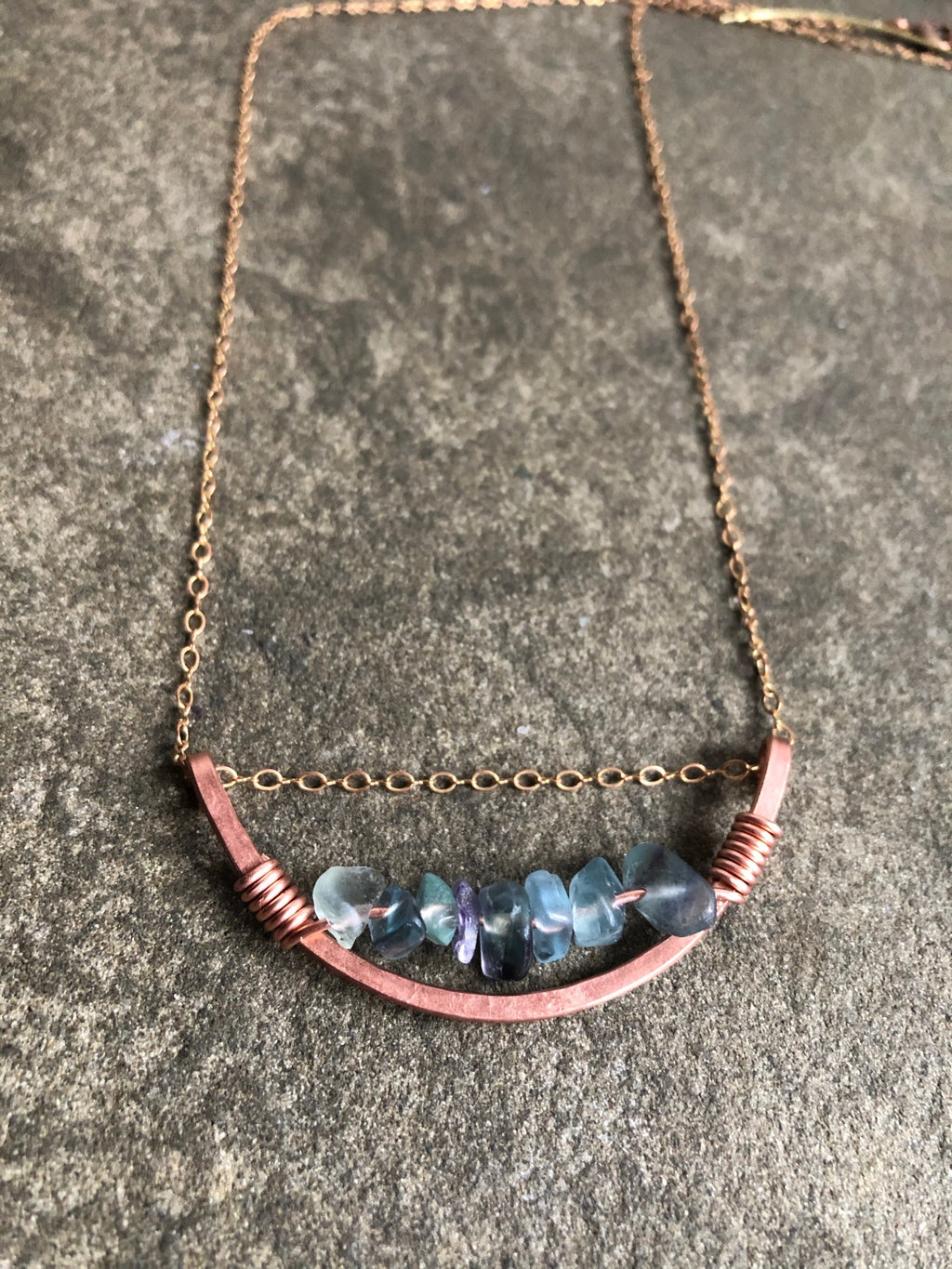 Arc of Matte Copper with Fluorite Crystal