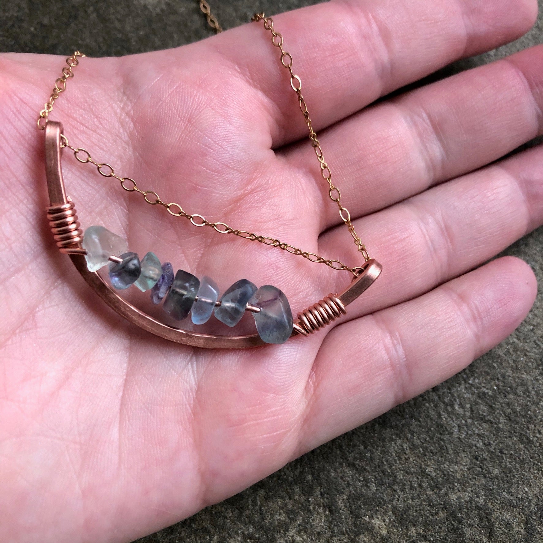 Arc of Matte Copper with Fluorite Crystal