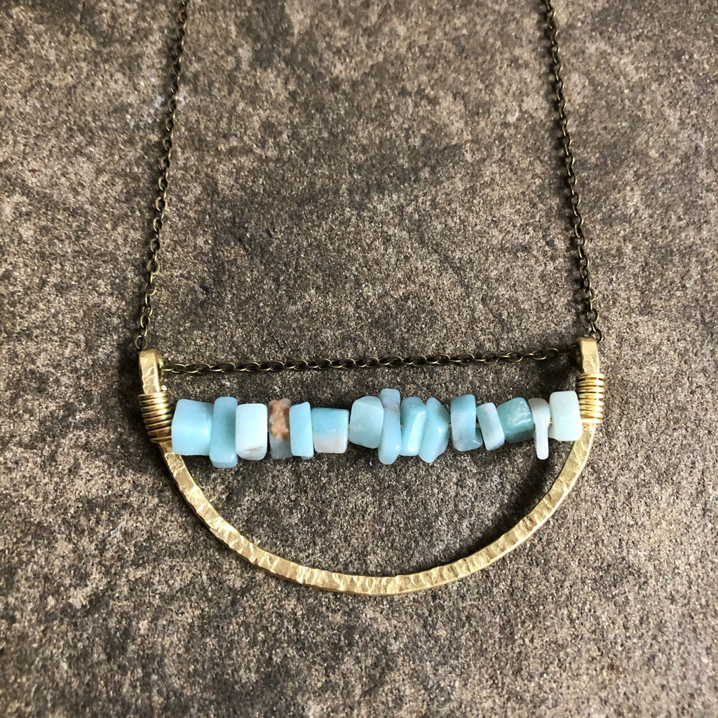 Arc of Brass with Amazonite Crystal