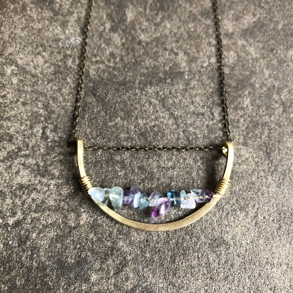 Arc of Brass with Flourite Crystal
