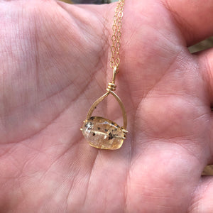 Citrine Golden Hoop Necklace