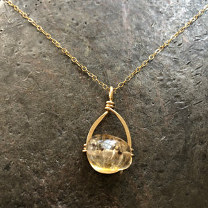 Citrine Golden Hoop Necklace