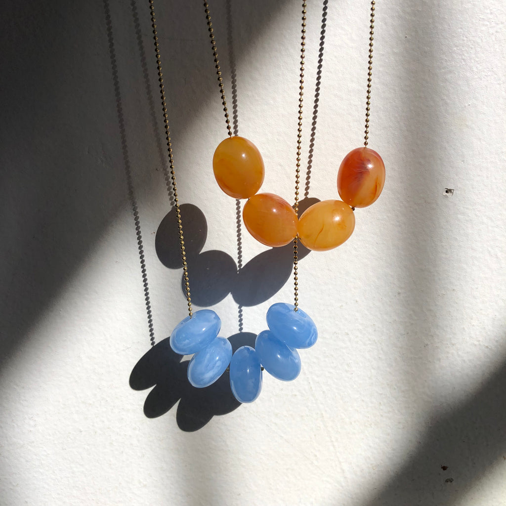 KSJ x Composed Vintage Amber Orange Bead Necklace
