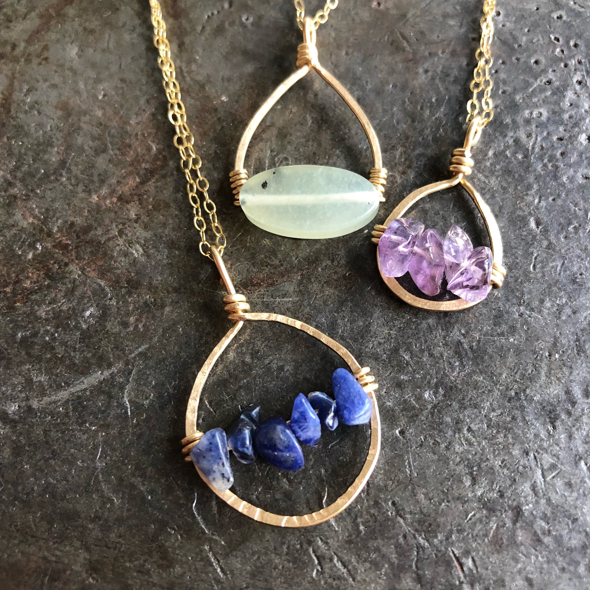 Dainty Amethyst Hoop Necklace