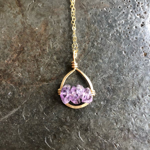 Dainty Amethyst Hoop Necklace