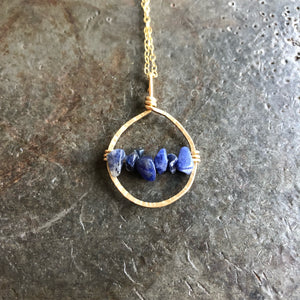 Dainty Sodalite Hoop Necklace