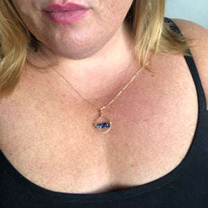 Dainty Sodalite Hoop Necklace