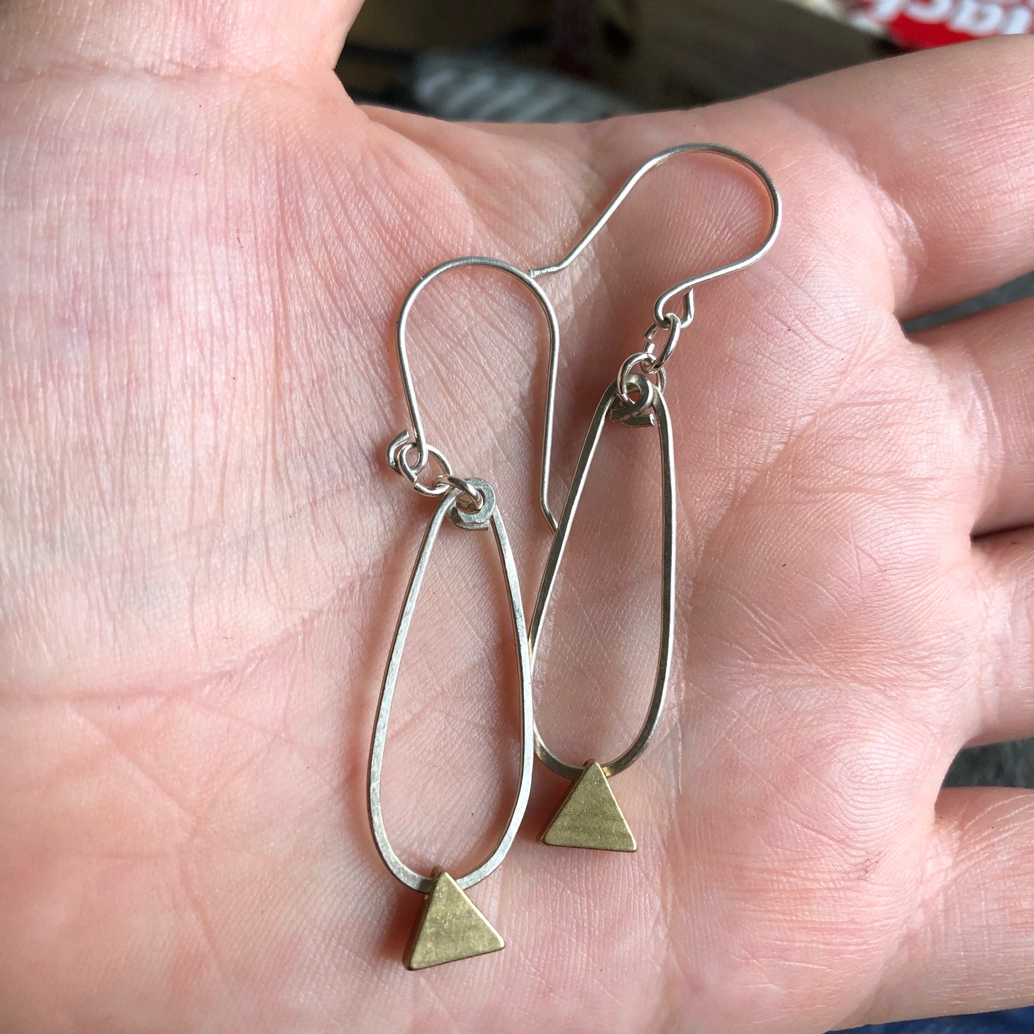 Silver pods with Brass Triangles