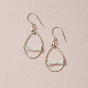 Silver Droplets with a row of moonstone