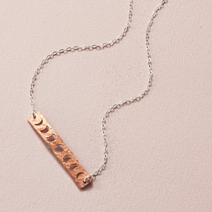 Copper Phases of the Moon Bar Necklace