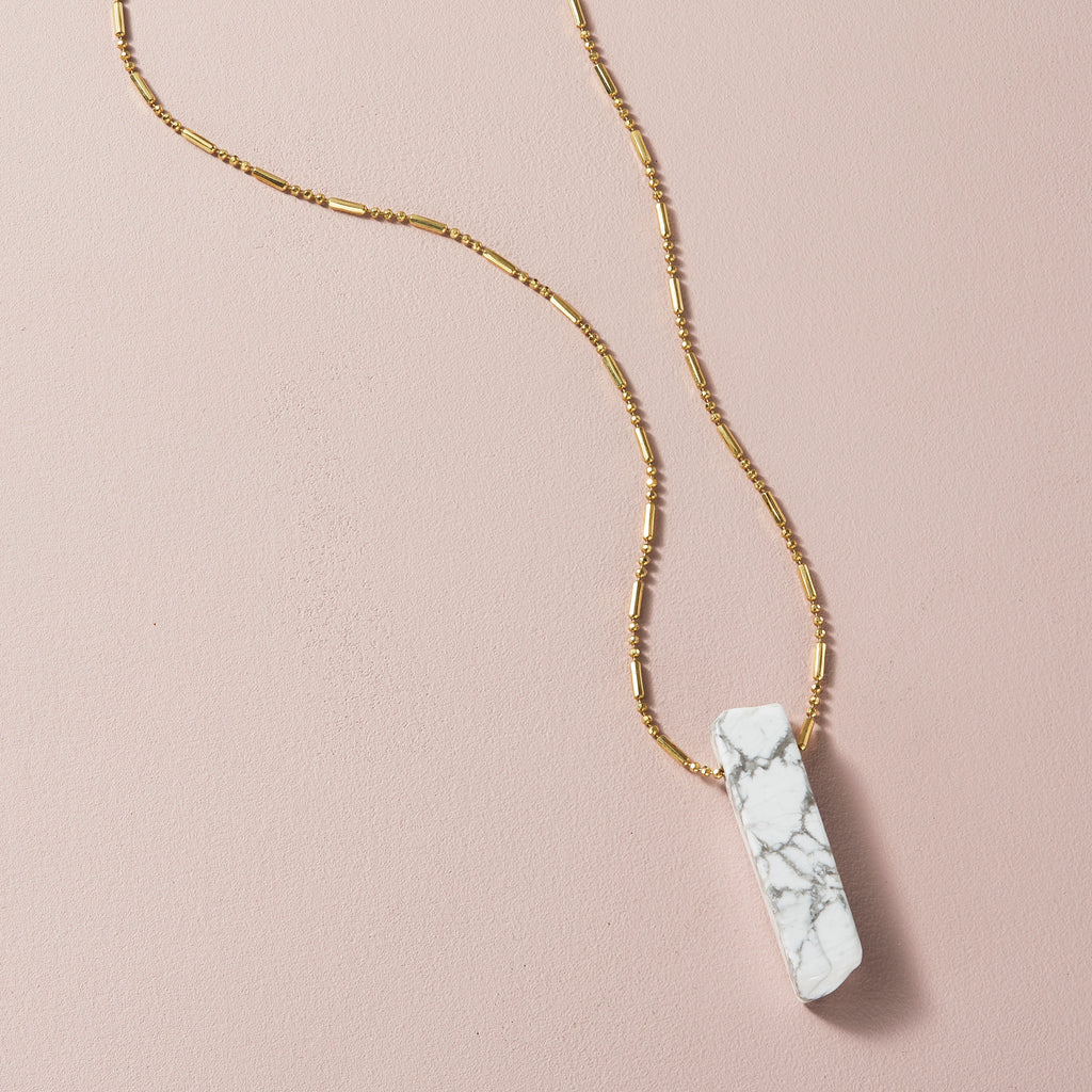 White Howlite Crystal Point Necklace