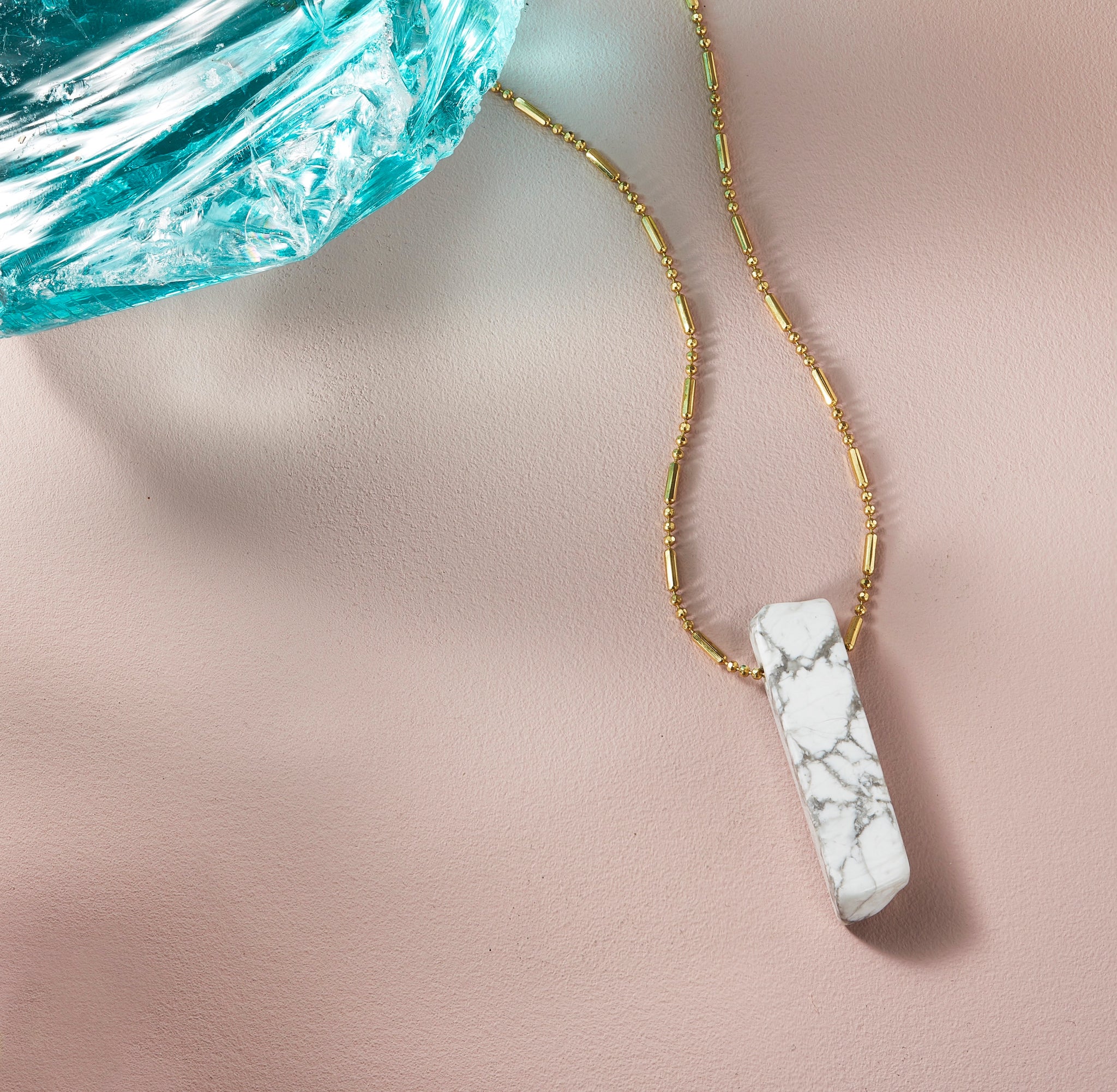 White Howlite Crystal Point Necklace