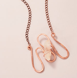 Sculptural Statement Necklace :: Copper +Rutilated Quartz