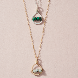 Small Silver Hoop || Malachite