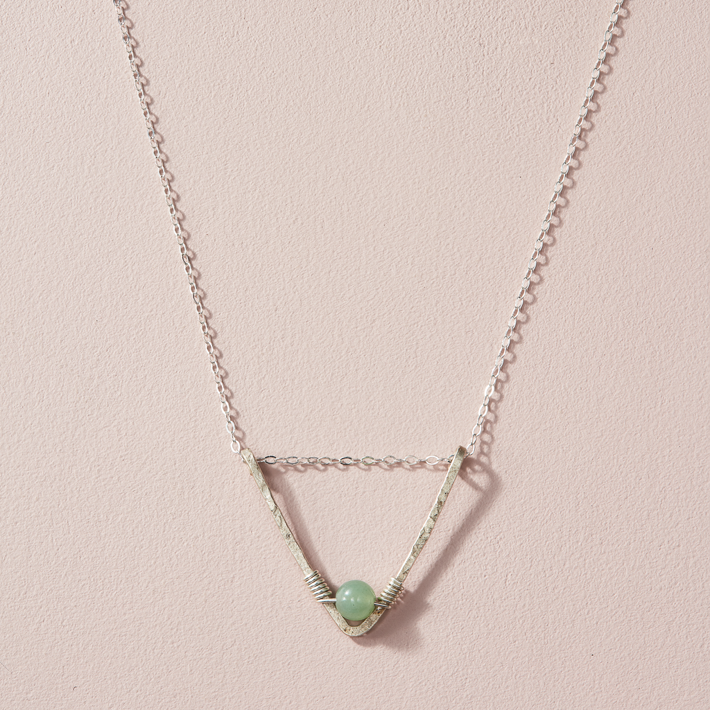 Textured Silver Chevron || Green Aventurine