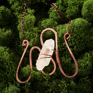 Sculptural Statement Necklace :: Copper +Rutilated Quartz