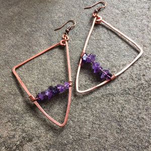 Asymmetrical Amethyst Triangle Earrings