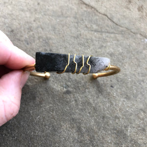 Black Rutilated Quartz Crystal Cuff [Ombre]