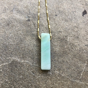 Blue-Green Aventurine Crystal Point Necklace