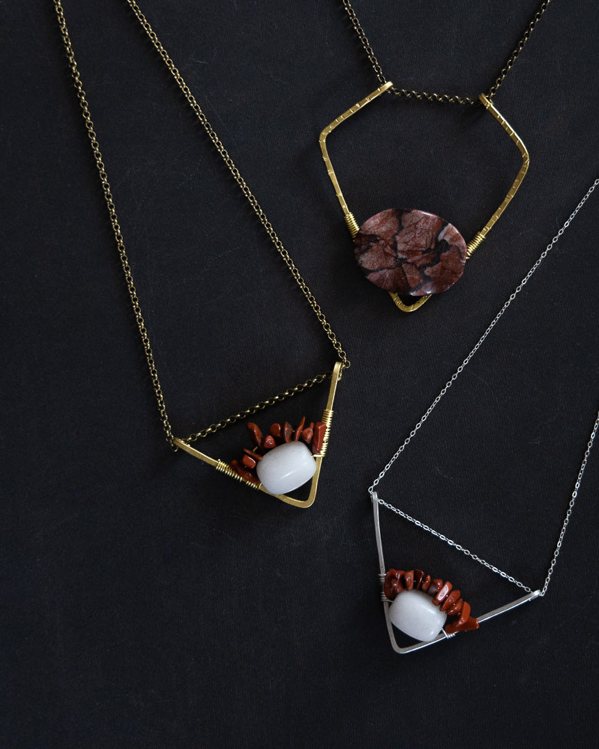 Milky Quartz + Red Jasper Phoenix Chevron