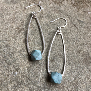 Matte Blue Marble Sterling Silver Pods