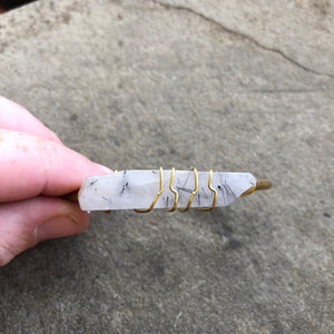 Black Rutilated Quartz Crystal Cuff [White]