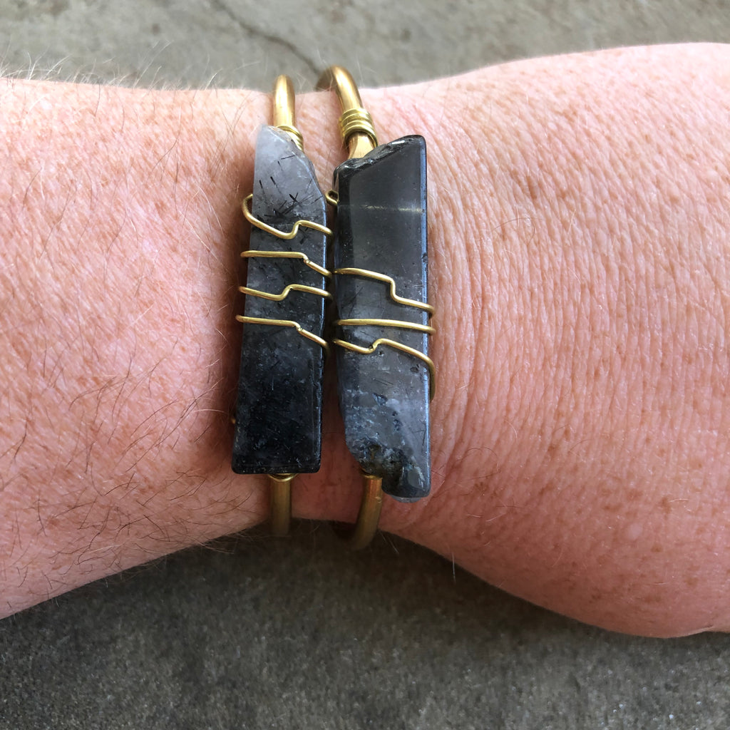 Black Rutilated Quartz Crystal Cuff [Ombre]