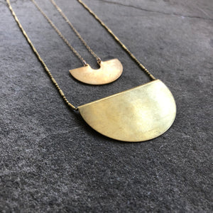 Half Moon + Fan Necklace Layering Set