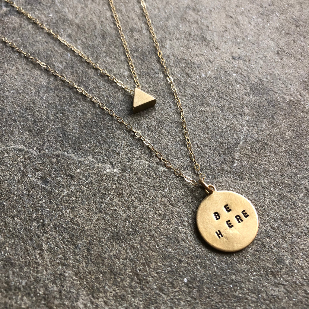 Mantra Pendant + Mini Geometric Layering Necklace