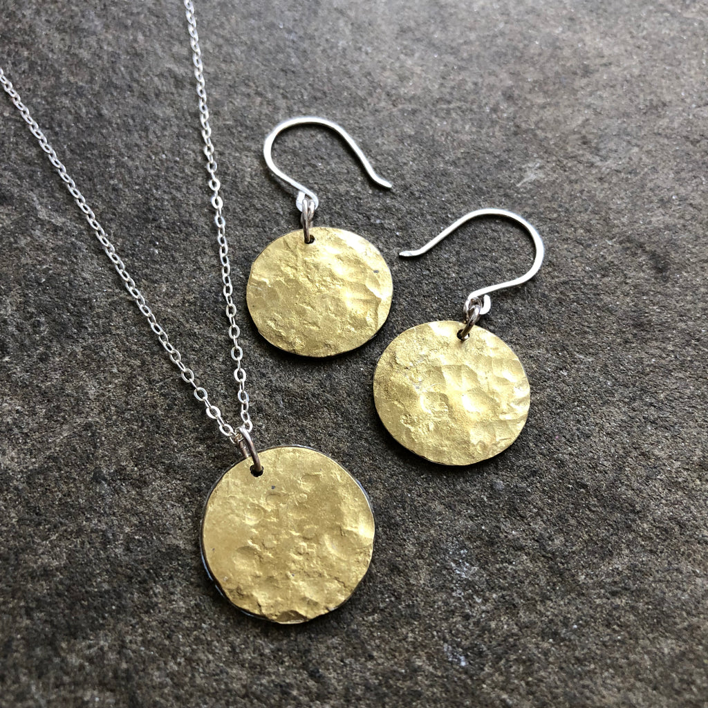 Golden Moon Earrings + Necklace Set