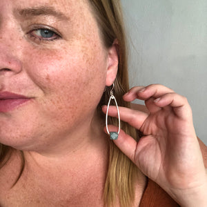 Matte Blue Marble Sterling Silver Pods