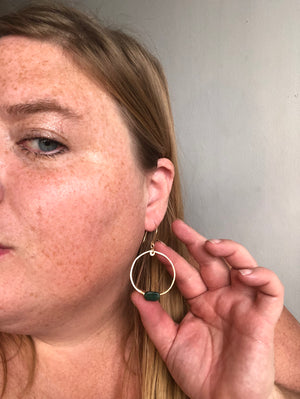 Gold + Emerald Aventurine Hoops