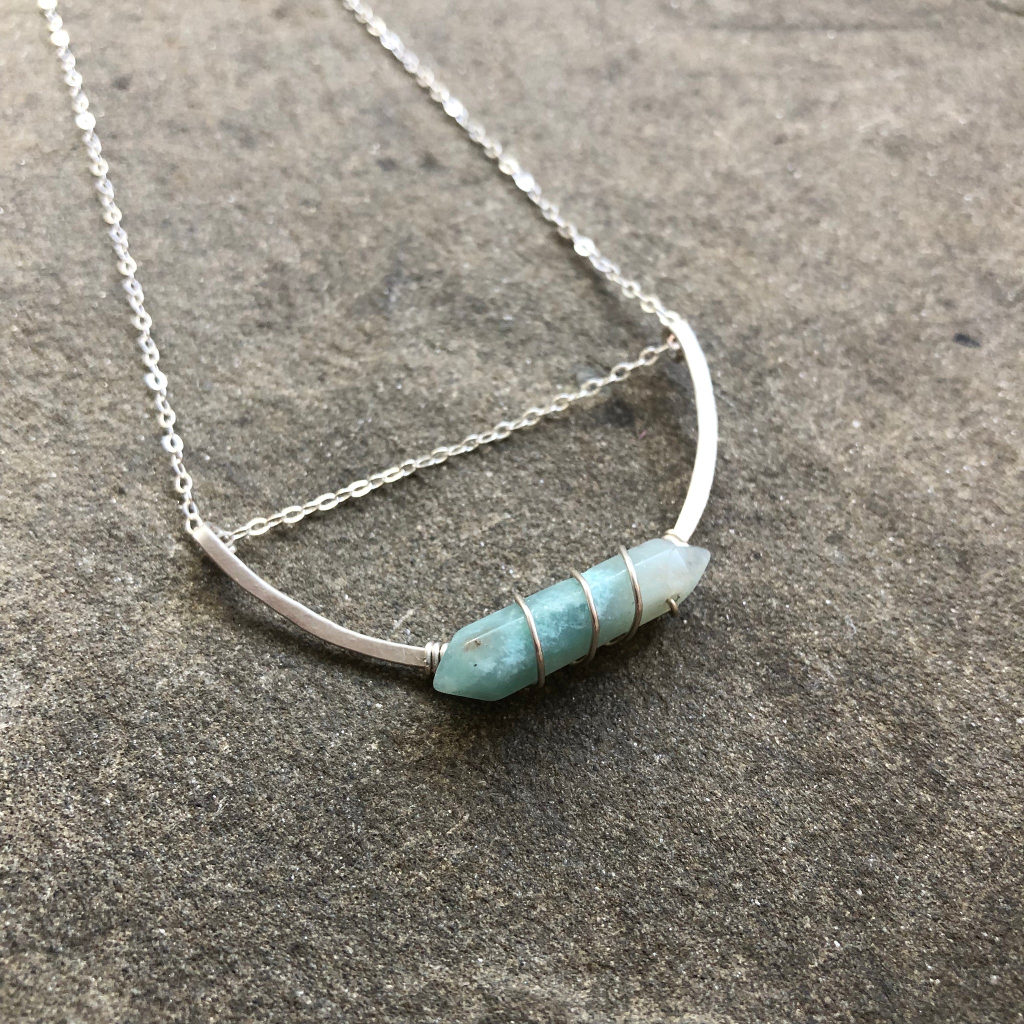 Silver Arc || Wrapped Amazonite
