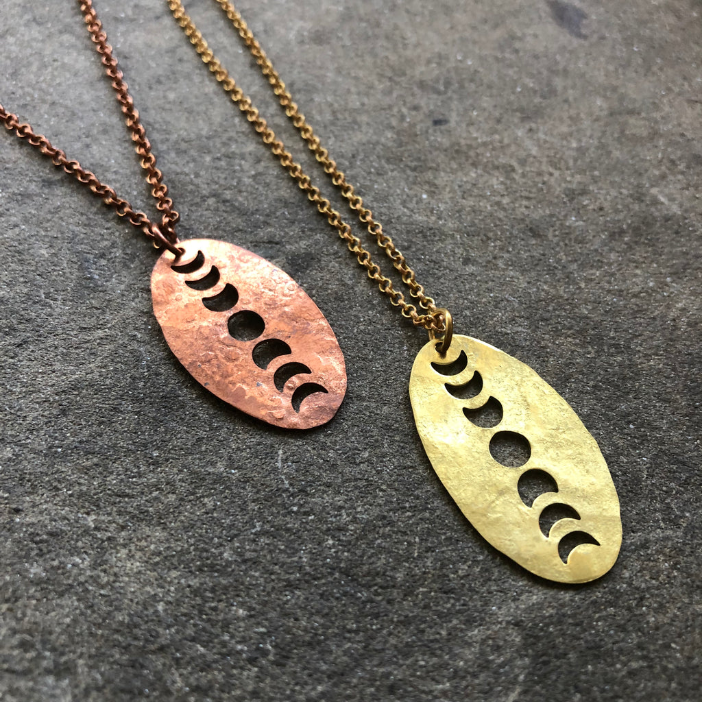 Phases of the Moon Oval Necklace