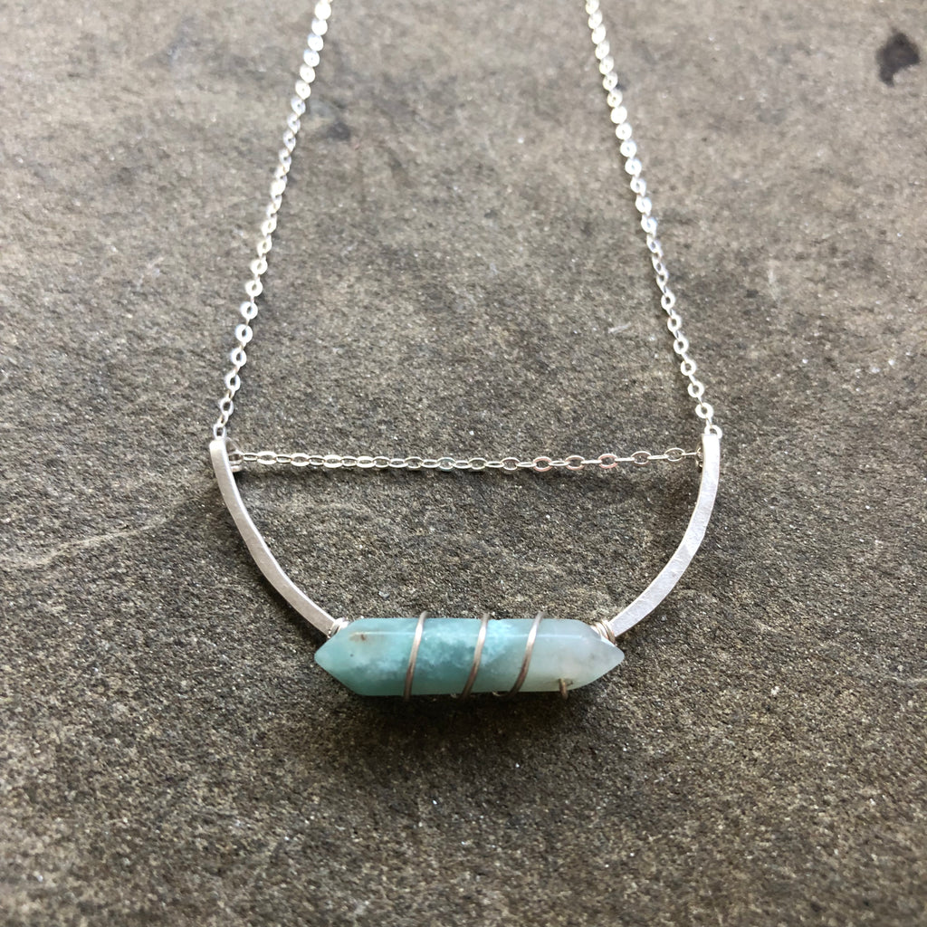 Silver Arc || Wrapped Amazonite