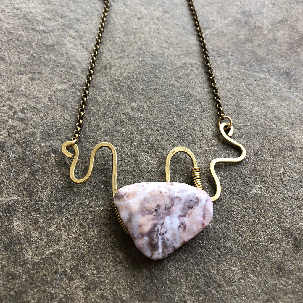 Sculptural Wave Necklace :: Faceted Jasper