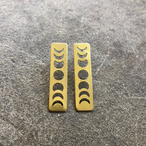 Brass Phases of the Moon Stud Earrings