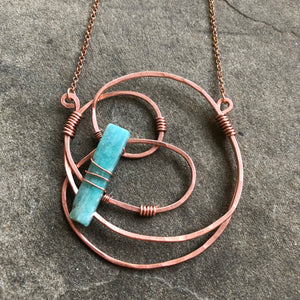 Sculptural Copper Necklace with Amazonite