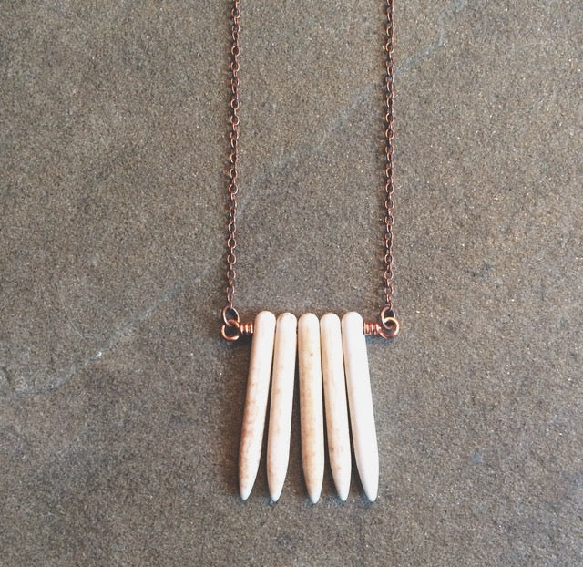 Calming Natural Howlite Spike Necklace